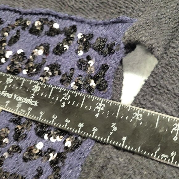 Free People Women's Tunic Sweater Dress V-Neck Sequin Embellished S/M Blue Black - Picture 4 of 9